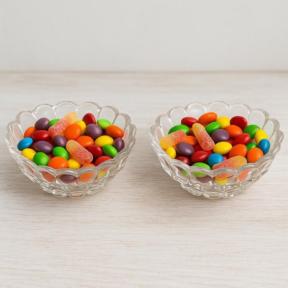 Set of 2 Vintage Pressed Glass Bowls – Scalloped Petal Edge Design - Picture 1 of 3